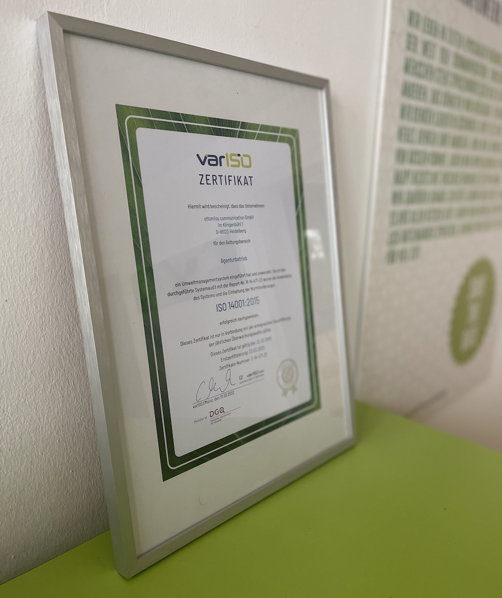 Bild der ISO14001 Zertifizierung